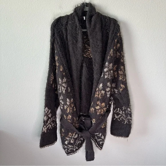 FREE PEOPLE Cable Mix Cardigan Sweater SZ M - Picture 2 of 8